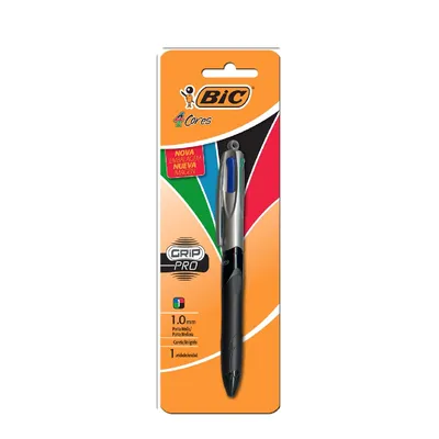Caneta Bic Corpo Emborrachado 4 Cores Vermelho, Azul, Verde e Preto